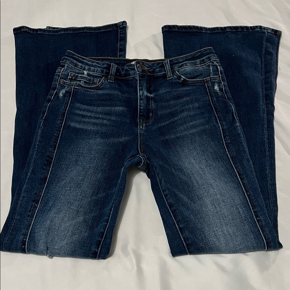 Alrar’d State Vervet High Waist Split Hem Distressed Flare Leg Jeans